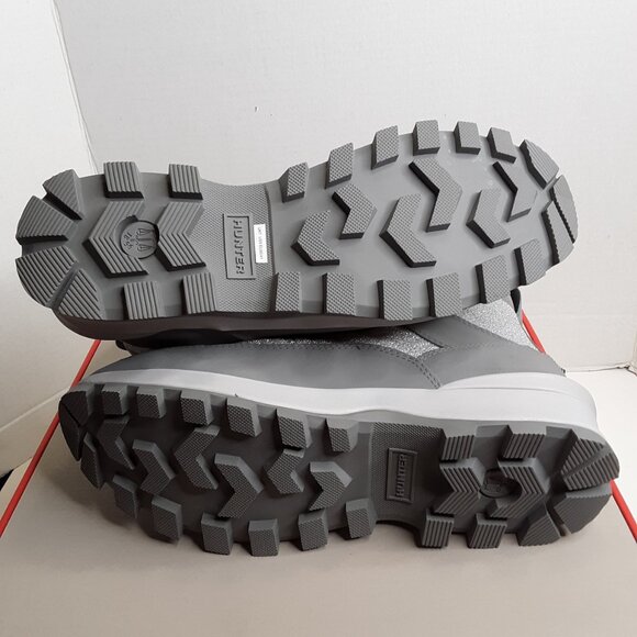 Hunter Commando Glitter Rubber Lug-Sole Snow Boots size 11M Silver/Tundra Gray - Picture 5 of 11